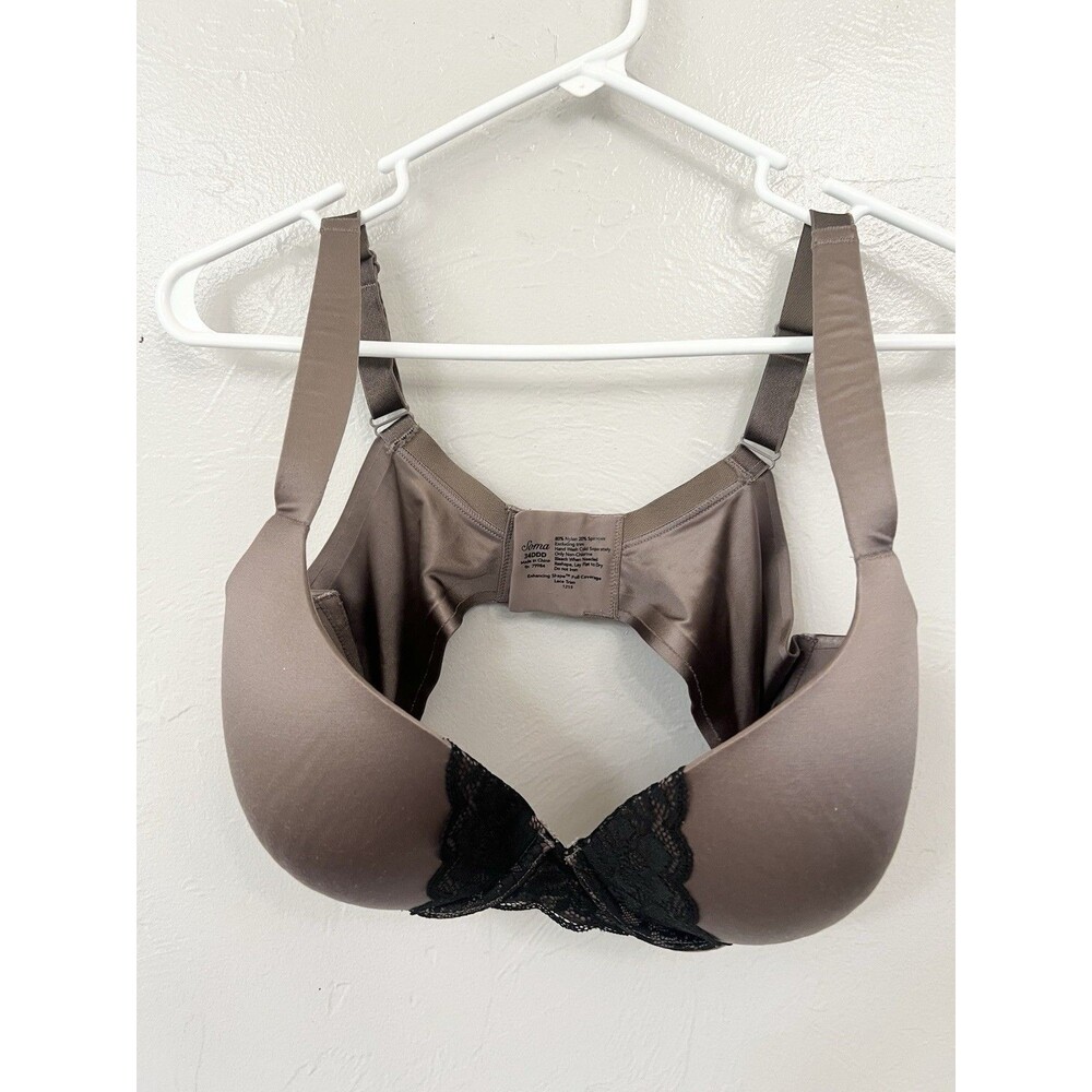 Soma Women’s Memorable Full Coverage Lace Trim Bra Mocha Brown Size 34DDD